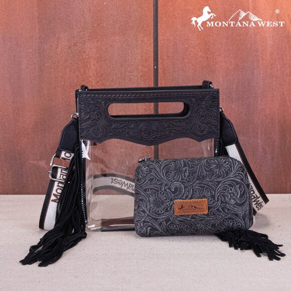 Montana West Western Fringe Stadium Clear Crossbody Bag with Detachable … - Picture 1 of 6